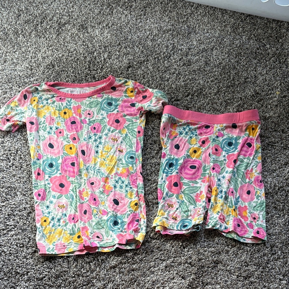 Little sleepies Floral Kids Pajamas Set - Pink and Green